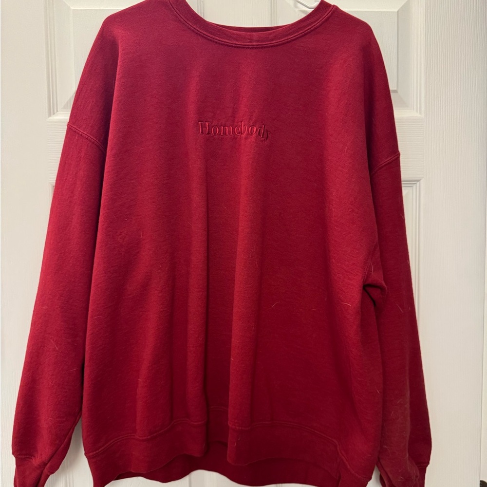 Gildan Deep Red Embroidered Crewneck Sweater